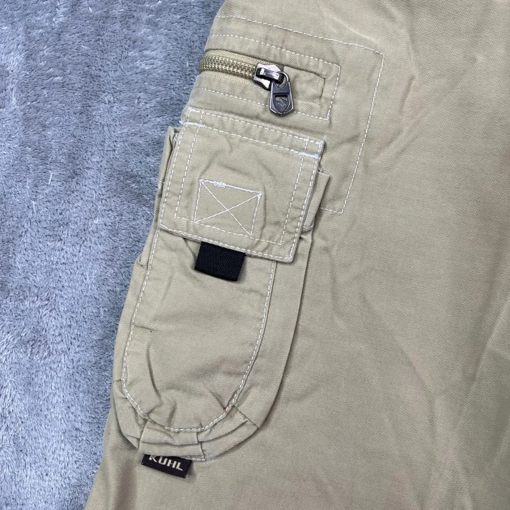 Kuhl Vintage Patina Dye Cargo Shorts Mens 2XL Khaki Tan Herringbone Utility